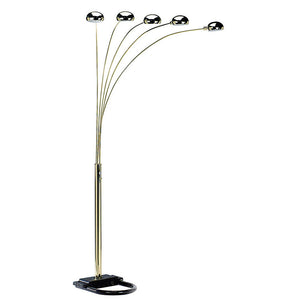 English Elm 84" Tall Metal Floor Lamp - Elegant Polished Brass Finish With 5 Adjustable Arching Arms For Versatile Lighting B072116042