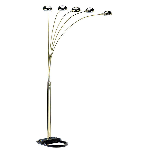 English Elm 84" Tall Metal Floor Lamp - Elegant Polished Brass Finish With 5 Adjustable Arching Arms For Versatile Lighting B072116042