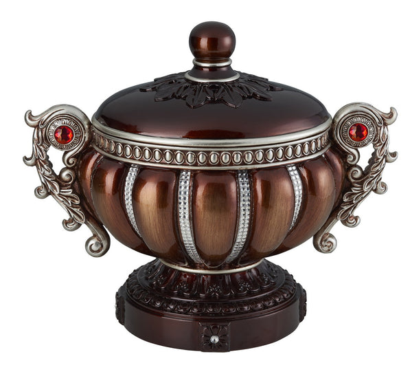 English Elm 11.5" Tall Delicata Decorative Jewelry Box – Elegant Reddish Bronze With Silver Accents & Gem Detail B072116374