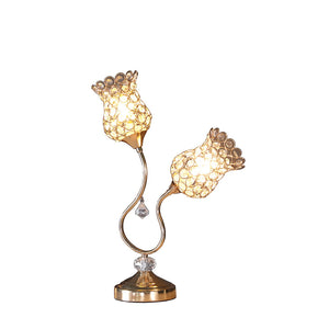 English Elm 18.75" Rose Gold Glam Floral Wire Table Lamp with Acrylic Beads, 2-Bulb E12, Chic Accent Lighting B072116333