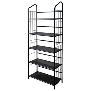 English Elm 64" 5-Tier Corner Bookcase Black Finish – Space-Saving Metal Shelf for Office, Living Room, Kids (64) B072115892