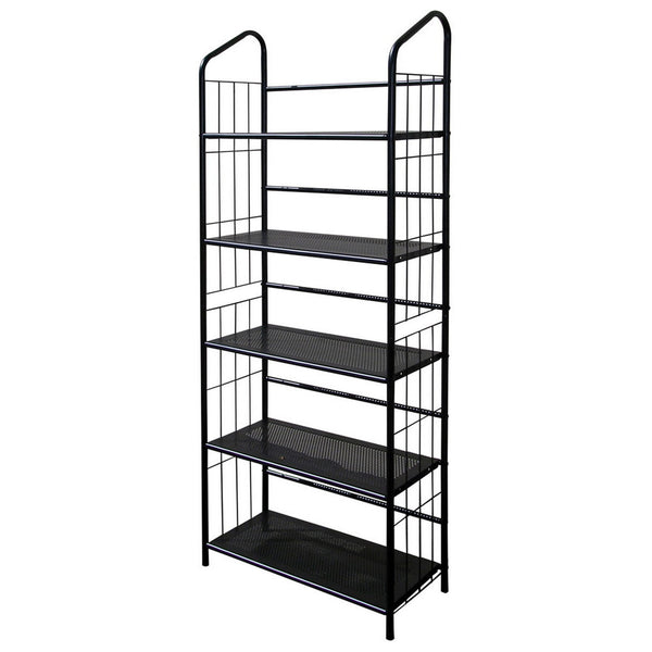 English Elm 64" 5-Tier Corner Bookcase Black Finish – Space-Saving Metal Shelf for Office, Living Room, Kids (64) B072115892