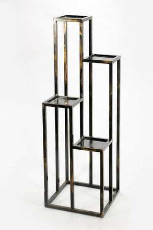 English Elm 47.25" Elegant 4-Tier Black And Gold Cast Metal Plant Stand For Stylish Indoor/Outdoor Display B072115993
