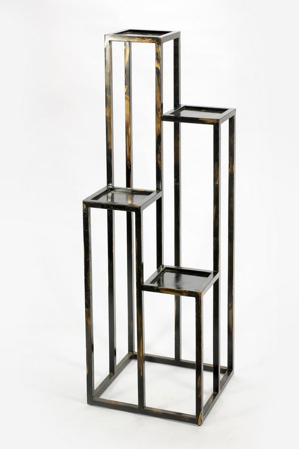 English Elm 47.25" Elegant 4-Tier Black And Gold Cast Metal Plant Stand For Stylish Indoor/Outdoor Display B072115993