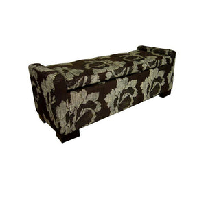 English Elm 48" Quilted Storage Bench Black Frame Dark Brown Floral Cotton Cushion 49x18x19 Sturdy Metal-Wood՚ B072116476