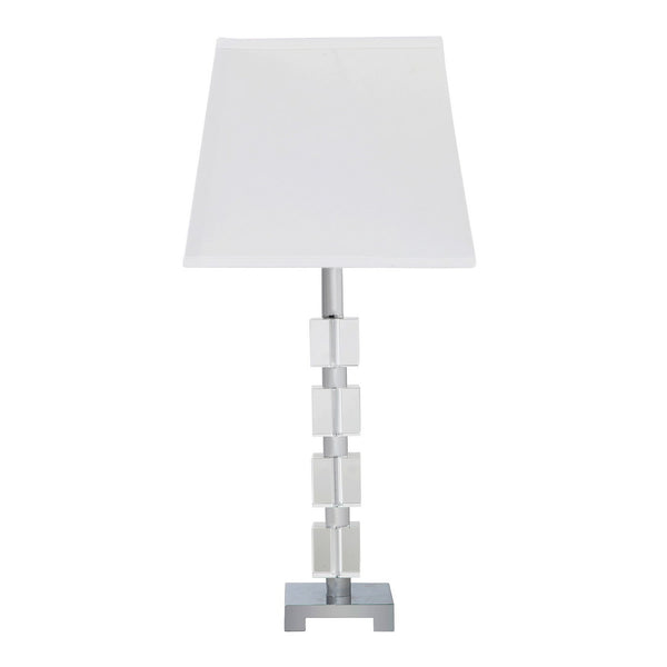 English Elm 25" Wendi Glam Crystal Cube Ice Table Lamp with Polished Chrome Base, White Shade, UL Listed Elegance B072116173