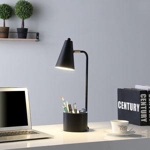 English Elm 19.5" Black Metal Task Desk Lamp With Organizer – Perfect For Student Workspaces & Home Offices! B072116612