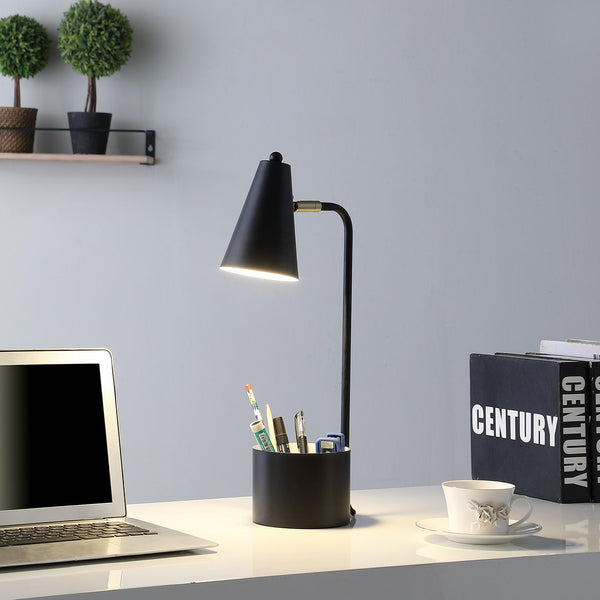 English Elm 19.5" Black Metal Task Desk Lamp With Organizer – Perfect For Student Workspaces & Home Offices! B072116612