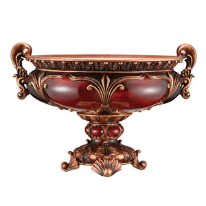 English Elm 10" Polyresin Victorian Fruit Bowl Ornate Marble Inlay Antique Finish Dining Accent B072116417