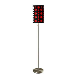 English Elm 66" Tall Metal Floor Lamp – Retro Black & Red Two-Layer Shade, Stylish Pull-Chain For Modern Living Spaces B072116050