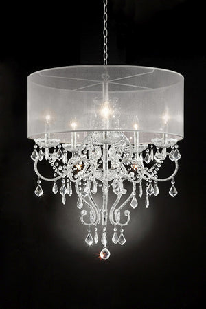English Elm 31.5" Elegant Evangelia Ceiling Lamp – Silver Polished Chrome, Crystal Accents, LED/CFL Ready B072116233