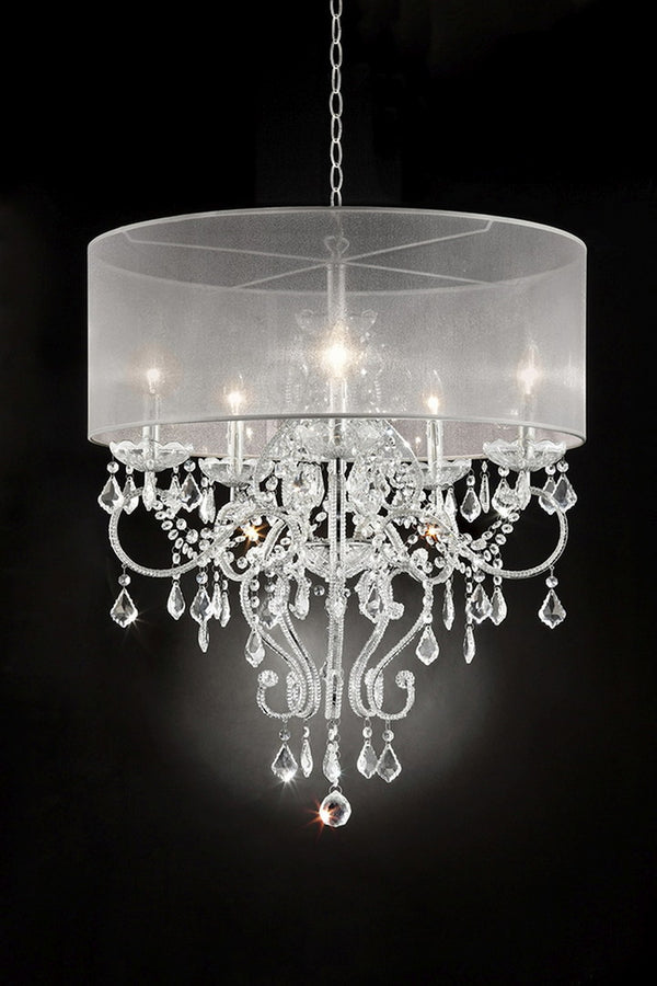 English Elm 31.5" Elegant Evangelia Ceiling Lamp – Silver Polished Chrome, Crystal Accents, LED/CFL Ready B072116233