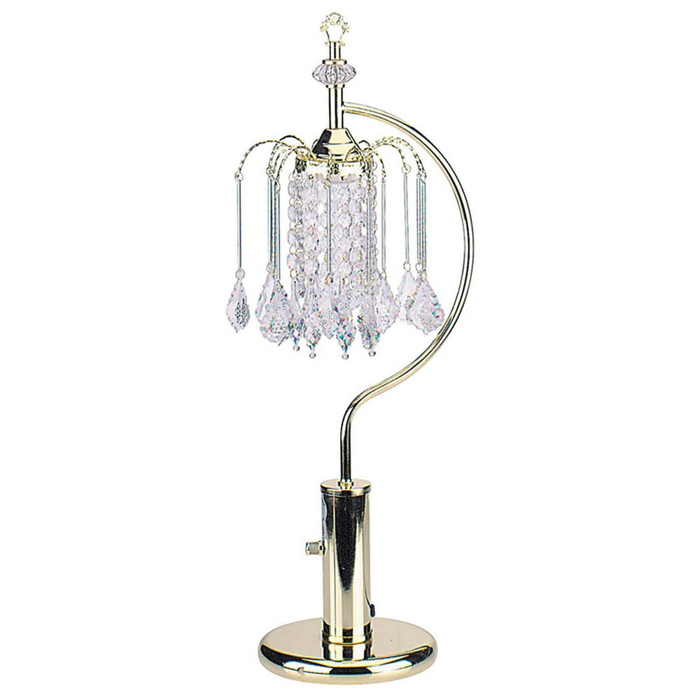 English Elm 27" Tall Metal Table Lamp - Luxurious Gold Finish With Crystal Chandelier Accents For Glamorous Style B072116150