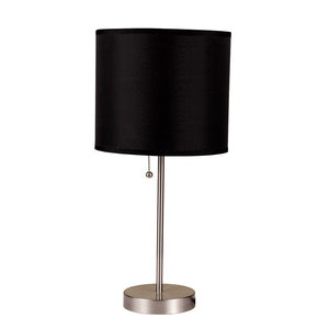 English Elm 19" Tall Metal Table Lamp - Sleek Silver Base & Elegant Black Shade For Modern Home Décor B072116161