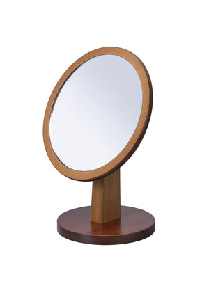 English Elm 9.5" Elegant Polyresin & Walnut Wood Make-Up Mirror on Pedestal — 6.5" Glass, Sturdy Base, Compact Vanity Accessory B072115921