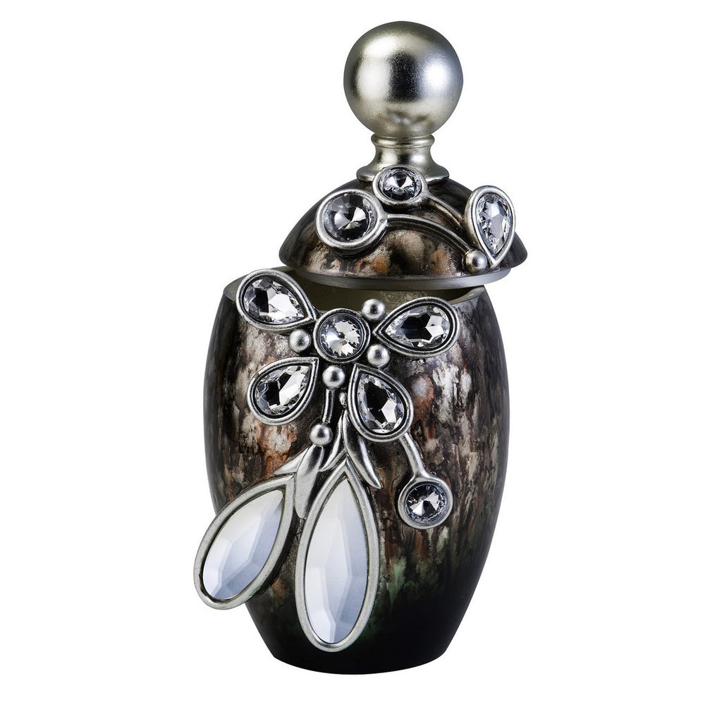 English Elm 11.25" Tall Polyresin Decorative Jewelry Box with Vintage Floral Embellishments, Pearls & Gem Accents Black B072116364