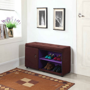 English Elm 18" Multi-Purpose Storage Ottoman With Shoe Compartment – Stylish Brown Upholstery For Any Space B072116520