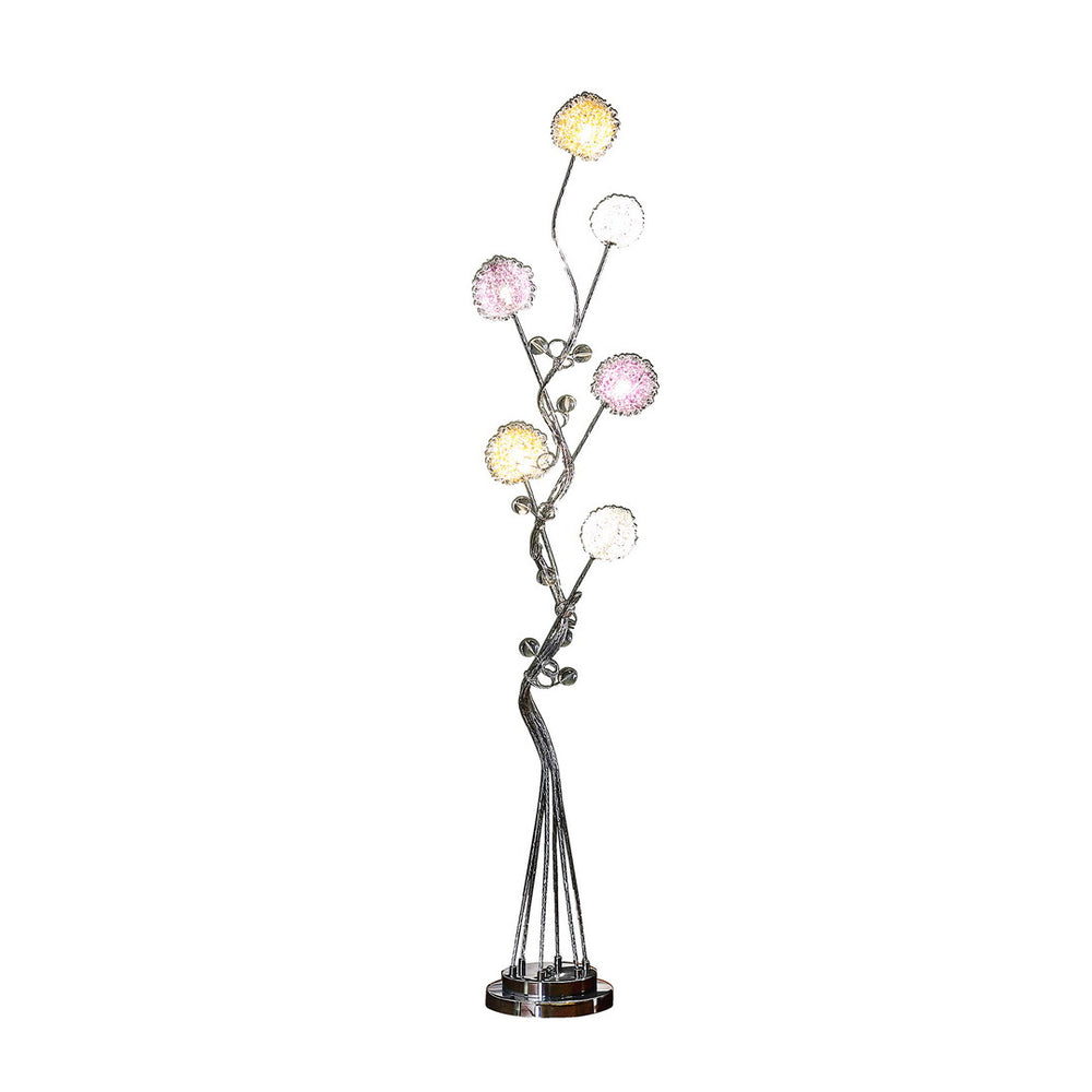 English Elm 58.5" LED Zeus Metal Floor Lamp with 6 G4 Bulbs, Silver Aluminum Cage Shades, Step-On Switch, UL-Listed B072116583