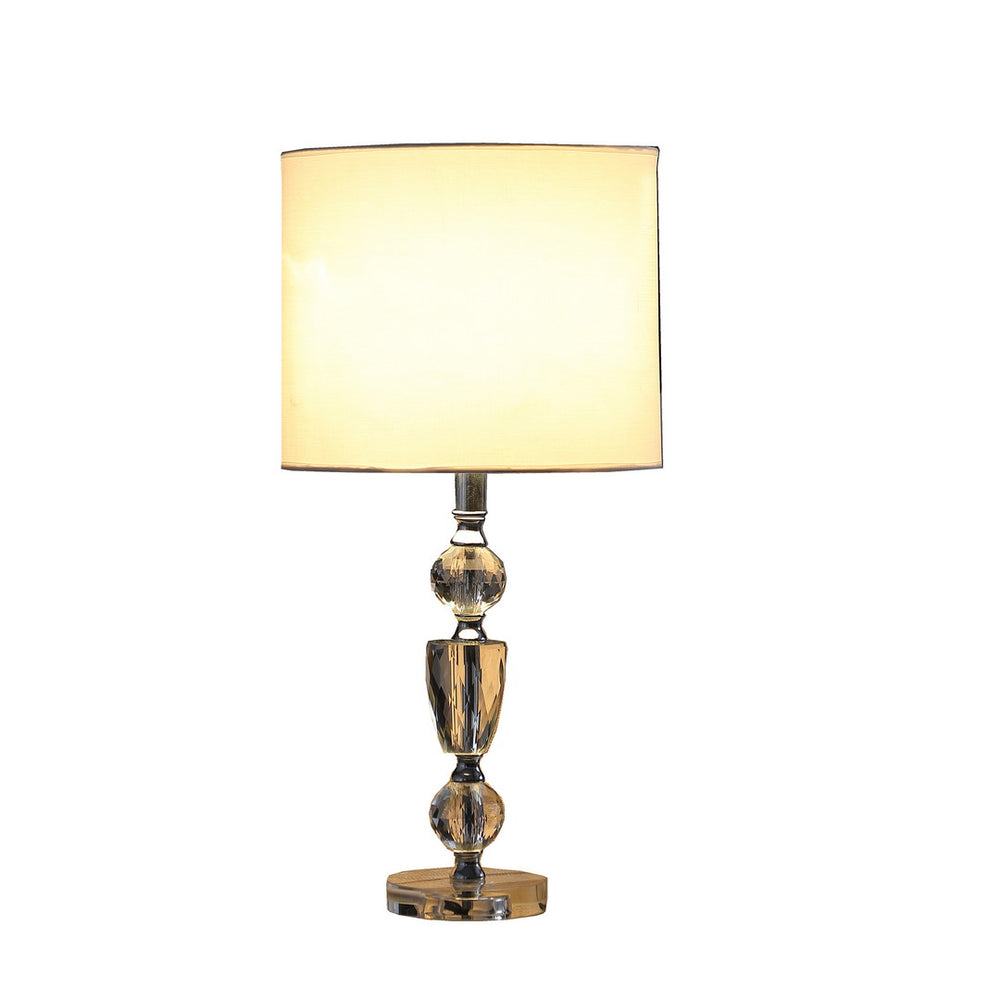 English Elm 23.5" Cut-Crystal Modern Table Lamp with Chrome Accents & White Linen Shade, Multicolor Glass Finish B072116624