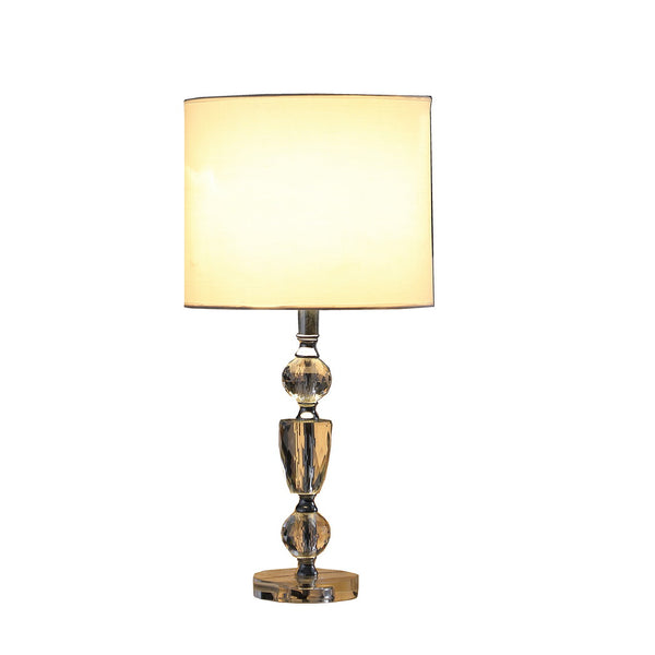 English Elm 23.5" Cut-Crystal Modern Table Lamp with Chrome Accents & White Linen Shade, Multicolor Glass Finish B072116624