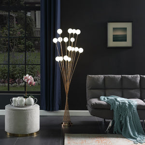 English Elm 61.5" Coastal Wood Effect Polyresin Floor Lamp with Drum Shade, Antique Finish, 3-Way Rotary Switch Yellow B072116657