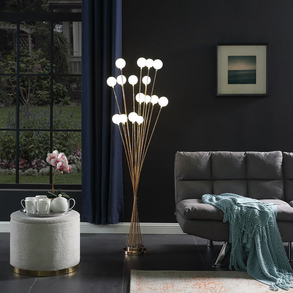 English Elm 61.5" Coastal Wood Effect Polyresin Floor Lamp with Drum Shade, Antique Finish, 3-Way Rotary Switch Yellow B072116657