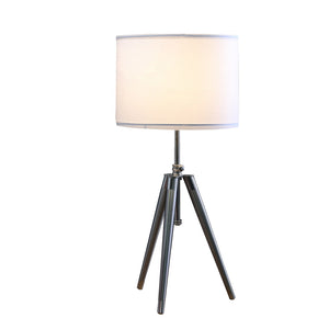 English Elm 34.25" Mid-Century Tripod Lamp Brushed Silver Chrome Finish Adjustable Height with Drum Shade B072116637