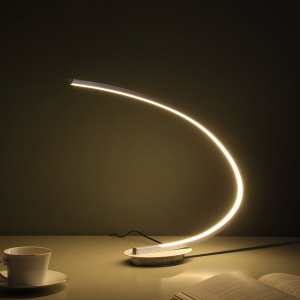 English Elm 16-Inch Sleek Eli Brushed Nickel LED Arc Tube Table Lamp, 1100 Lumens, 2700K Warm, Energy-Saving Design B072116304