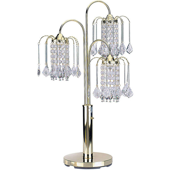 English Elm 34" 34-inch Metal Table Lamp with 3 Crystal Chandelier Arms, Steel Frame, Acrylic Shades, 3-Way Switch Gold B072116047