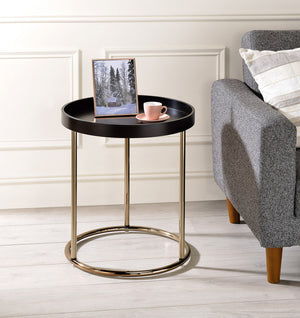 English Elm 21.75" Espresso Edie Mid-Century Side Table with Acrylic Lipped Edge & Copper Chrome Legs, Stylish Storage B072115857