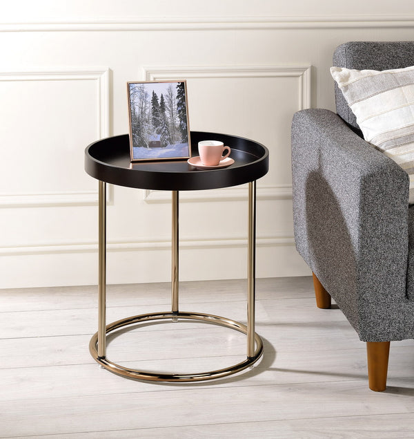English Elm 21.75" Espresso Edie Mid-Century Side Table with Acrylic Lipped Edge & Copper Chrome Legs, Stylish Storage B072115857