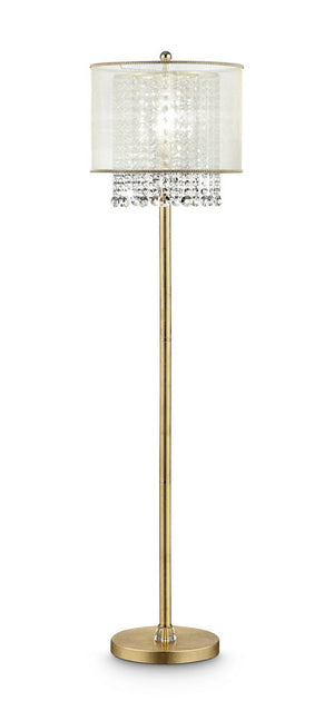 English Elm 65" Bhavya Floor Lamp Gold with Cascading Crystals, Sheer White Shade, 65" Tall Elegant Accent Light B072116235
