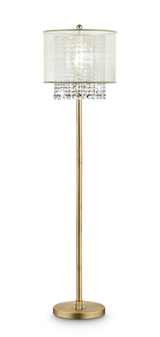 English Elm 65" Bhavya Floor Lamp Gold with Cascading Crystals, Sheer White Shade, 65" Tall Elegant Accent Light B072116235