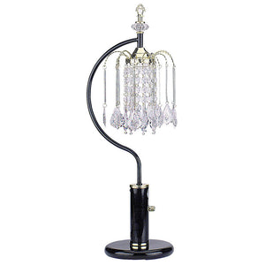 English Elm 27" Elegant Metal Table Lamp With Crystal Chandelier Accents For Sophisticated Home Decor Lighting B072116149