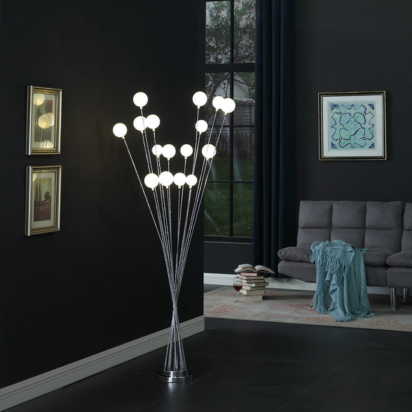English Elm 61.5" Coastal Wood Effect Polyresin Floor Lamp with Drum Shade, Antique Finish, 3-Way Rotary Switch Silver B072116658