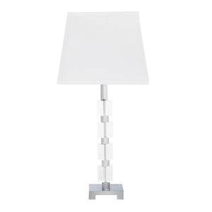 English Elm 25" Wendi Glam Crystal Cube Ice Table Lamp with Polished Chrome Base, White Shade, UL Listed Elegance B072116173
