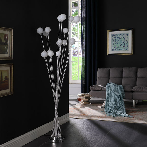 English Elm 61.5" Coastal Wood Effect Polyresin Floor Lamp with Drum Shade, Antique Finish, 3-Way Rotary Switch Silver B072116658