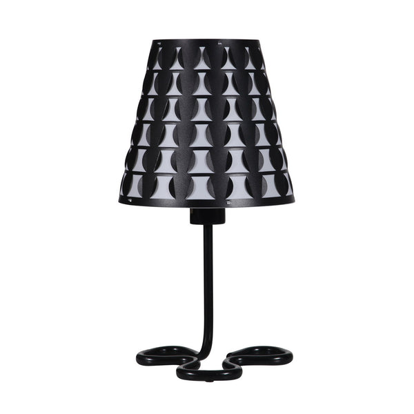 English Elm 16" Traci Black Metal Table Lamp with Geometric Clover Base & Modern Empire Shade, Cord Switch, 100W B072116171