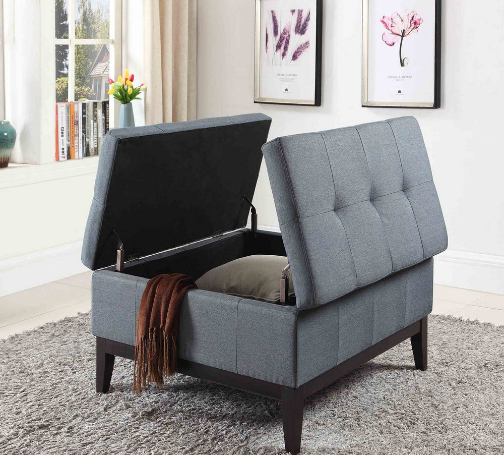 English Elm 18" Dual Lift Coffee Table with Hidden Storage and Plush Upholstery, Spacious Surface for Living Rooms Blue B072115849