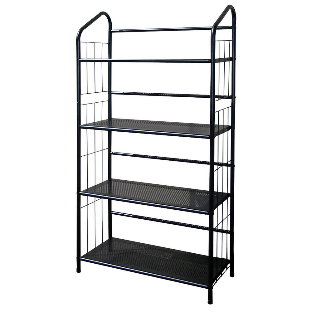 English Elm 49" 4-Tier Metal Standing Bookshelf in Black Finish — Slim 37x14 Organizer, Sturdy, Easy Assembly, Versatile Decor B072115891