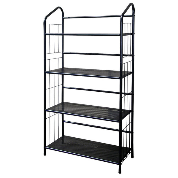 English Elm 49" 4-Tier Metal Standing Bookshelf in Black Finish — Slim 37x14 Organizer, Sturdy, Easy Assembly, Versatile Decor B072115891