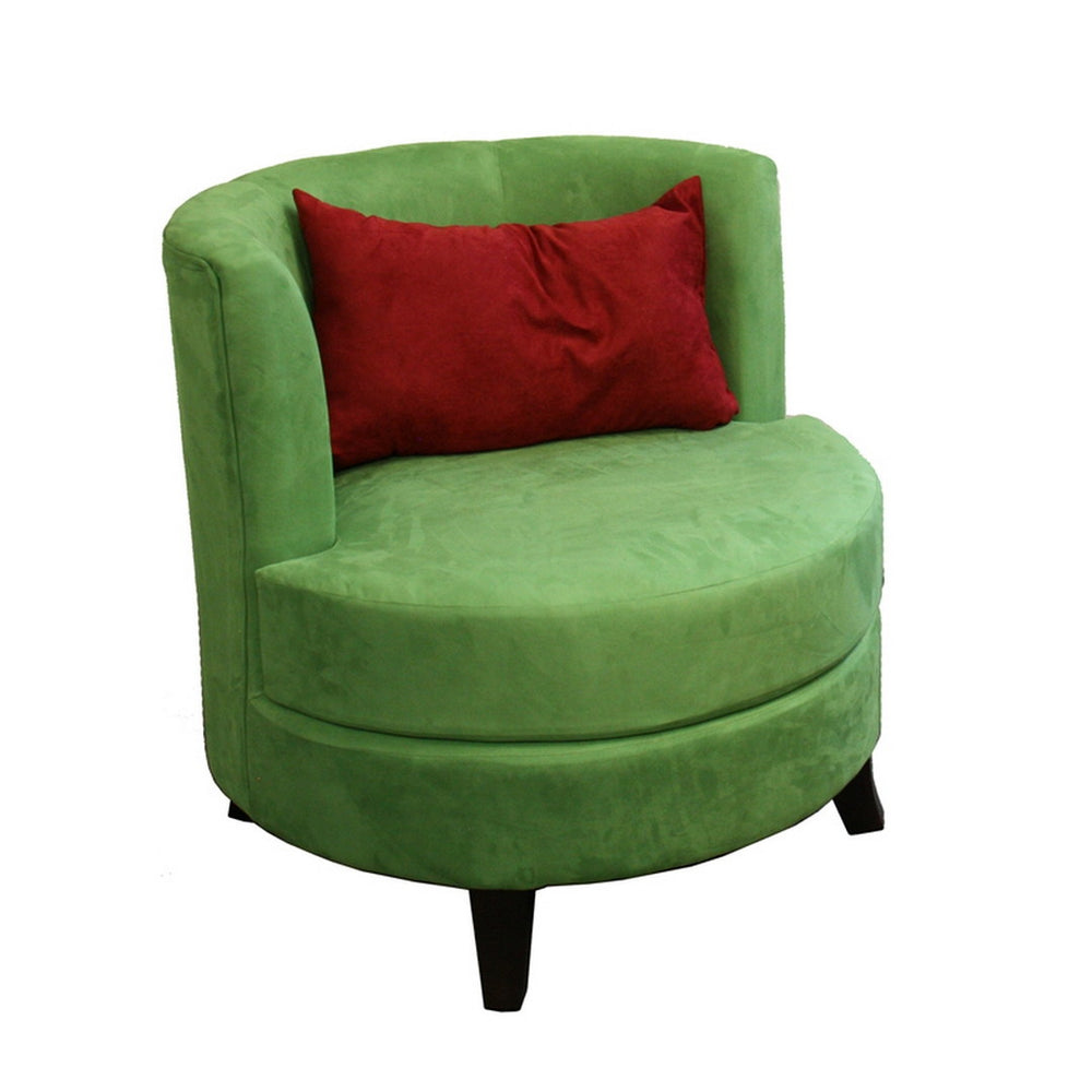 English Elm 30.5" Retro-Inspired Green Accent Chair with Red Pillow, Cushioned Comfort & Dark Brown Legs, Stylish B072116443