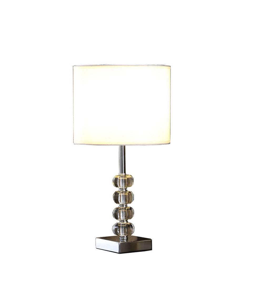 English Elm 17.75" Olivia Prism Orb Crystal Modern Silver Table Lamp — Cut-Crystal Accent, Chrome Base, Linen Shade, UL Listed B072116621