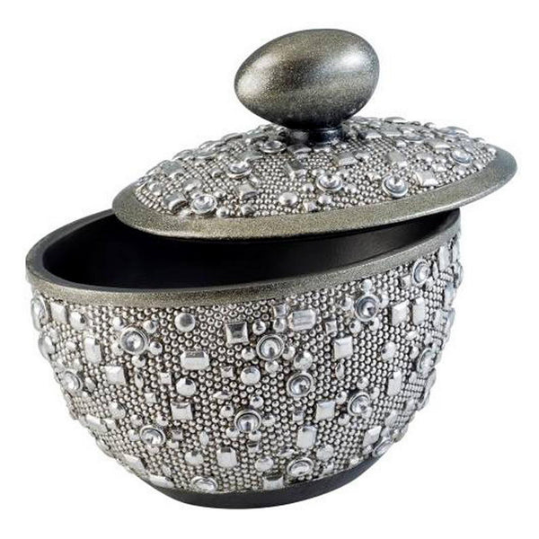 English Elm 8" Tall Polyresin Decorative Jewelry Box In Silver - Stylish Egg-Shaped Handle For Elegant Storage B072116361