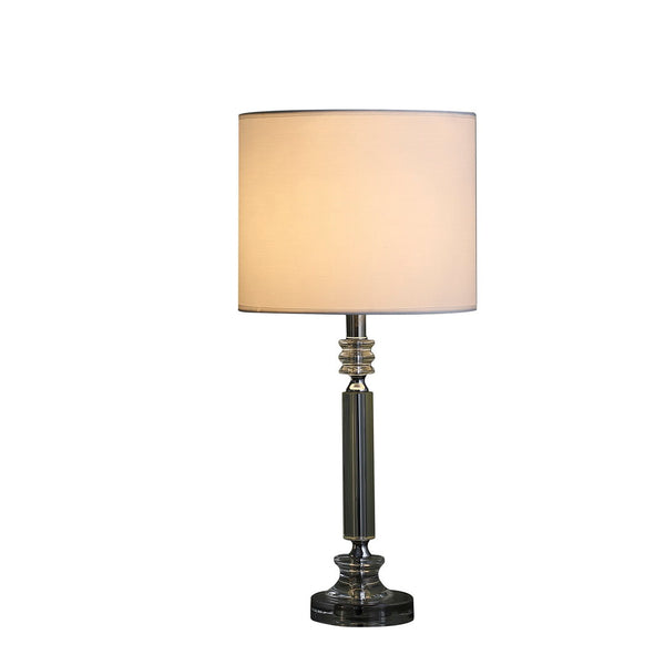 English Elm 24.5" Elegant Cut-Crystal Column Table Lamp with White Cotton Drum Shade, Modern Accent Lighting B072116616
