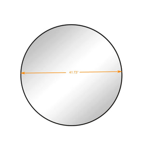 English Elm Wall Round Mirror 42 Inch Matte Black Metal Frame Bathroom Bedroom Living Room Decor W143570513