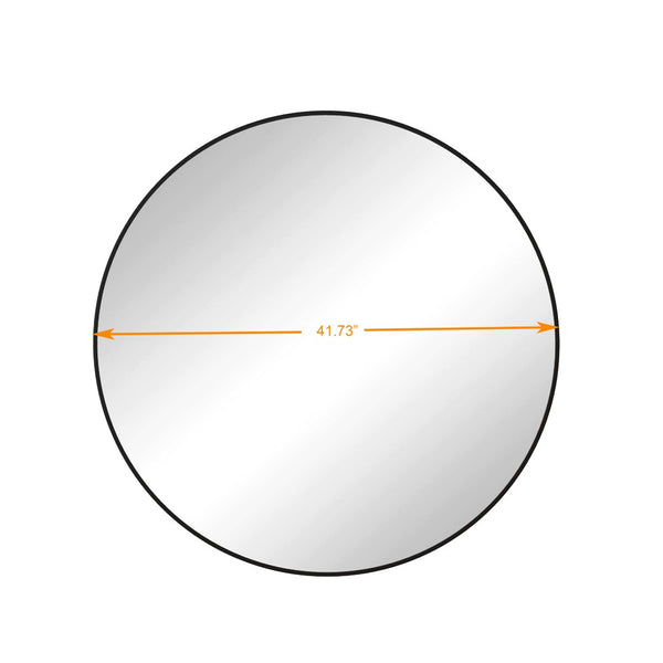 English Elm Wall Round Mirror 42 Inch Matte Black Metal Frame Bathroom Bedroom Living Room Decor W143570513