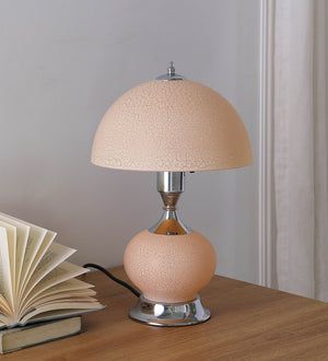 English Elm 15.75"H Erte Blush Pink Art Deco Table Lamp with Nightlight, Silver Chrome Base, Knockdown Glass Shade B072116568