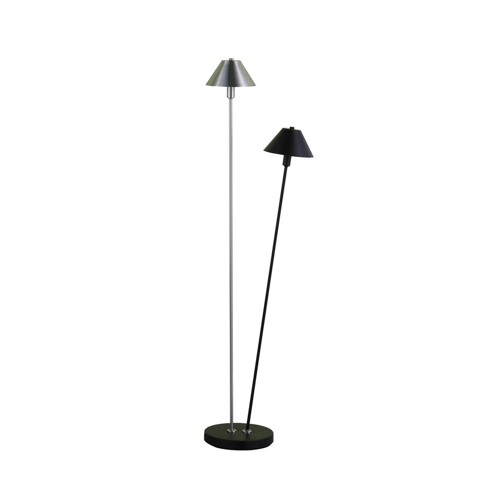 English Elm 47.5" Industrial LED Double G9 Floor Lamp - Matte Black & Brushed Nickel, Energy-Saving 2700K Warm Light B072116570