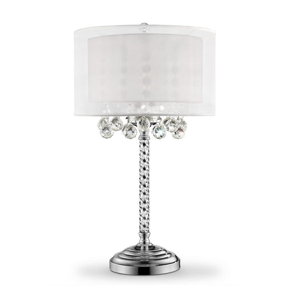 English Elm 30" Moiselle Table Lamp With Silver Chrome & Crystal Accents, Elegant Dual Drum Shade For Glamour B072116228